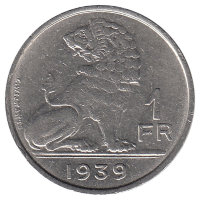 Бельгия (Belgie-Belgique) 1 франк 1939 год