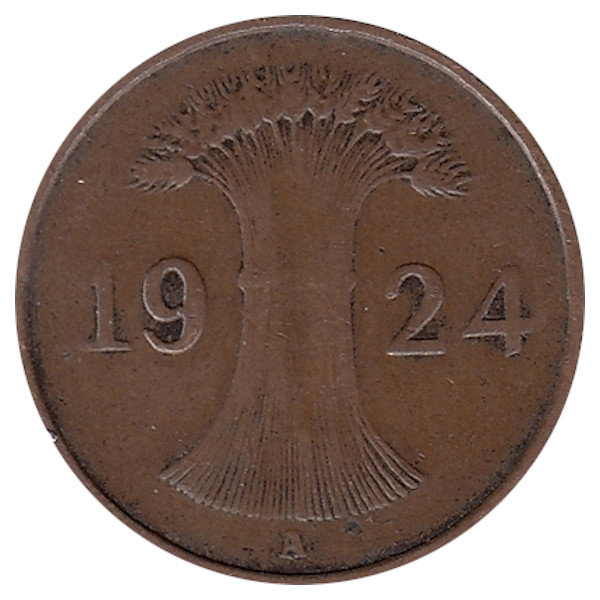 Германия (Веймарская республика) 1 рентенпфенниг 1924 год (А)