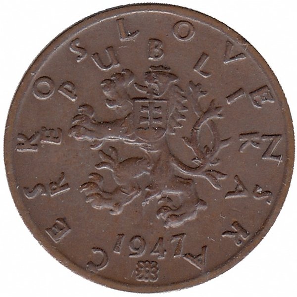 Чехословакия 50 геллеров 1947 год (XF)