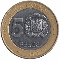 Доминиканская Республика 5 песо 2010 год