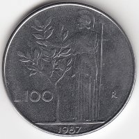 Италия 100 лир 1987 год