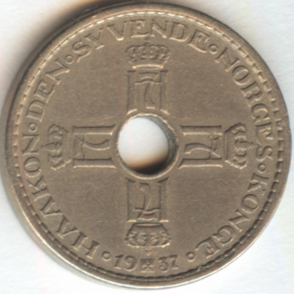 1 крона Норвегия 1937 год