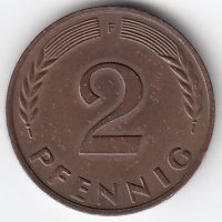 ФРГ 2 пфеннига 1967 год (F)