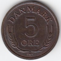 Дания 5 эре 1968 год