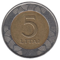 Литва 5 лит 1999 год