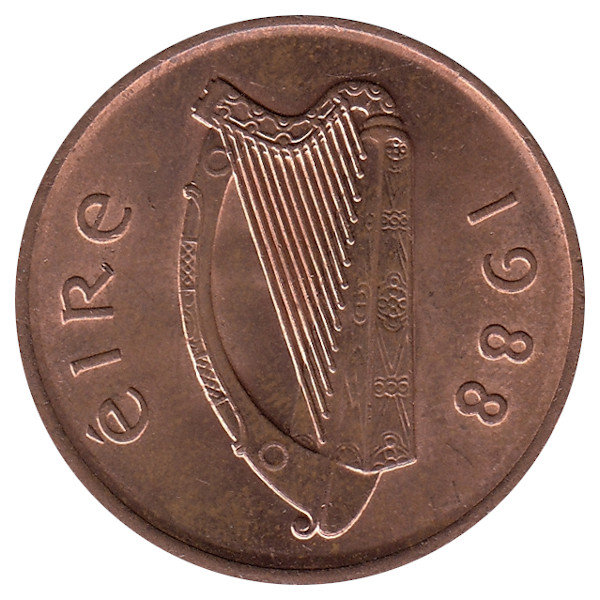 Ирландия 2 пенса 1988 год (не магнитная)