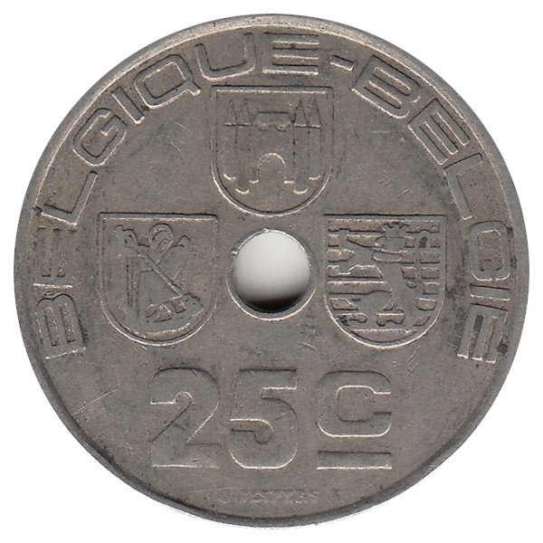 Бельгия (Belgique-Belgie) 25 сантимов 1939 год