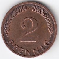 ФРГ 2 пфеннига 1970 год (G)