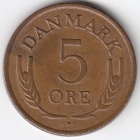 Дания 5 эре 1969 год