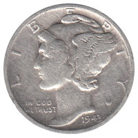 США  10 центов  1943 год (D)