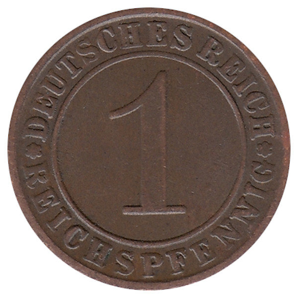 Германия (Веймарская республика) 1 рейхспфенниг 1925 год (J)