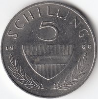 Австрия 5 шиллингов 1988 год