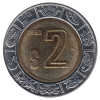 Мексика 2 песо 1998 год (UNC)