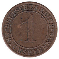 Германия (Веймарская республика) 1 рейхспфенниг 1930 год (А)