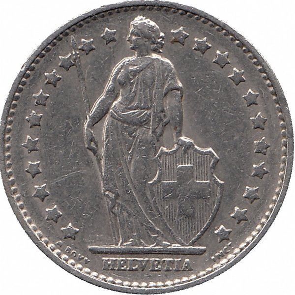 Швейцария 1 франк 1969 год