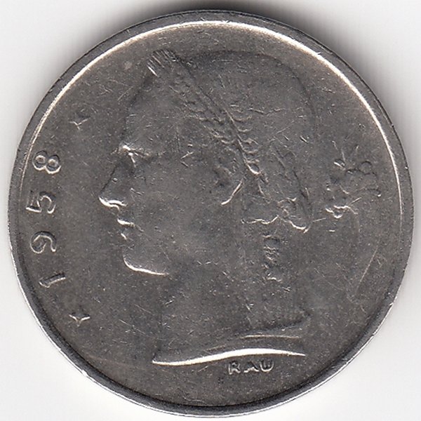 Бельгия (Belgique) 1 франк 1958 год