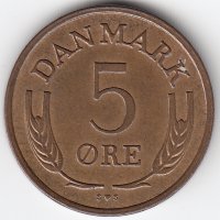 Дания 5 эре 1972 год