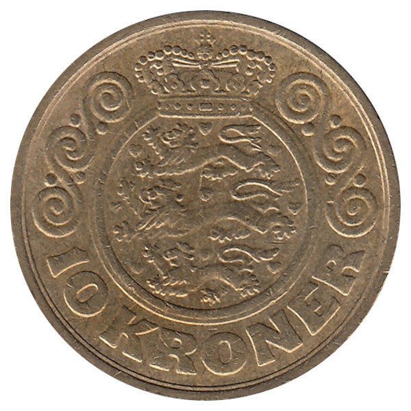 Дания 10 крон 1989 год