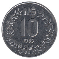 Уругвай 10 новых песо 1989 год