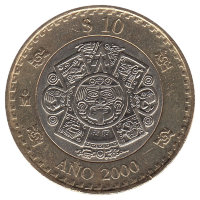 Мексика 10 песо 2000 год