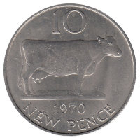 Гернси 10 новых пенсов 1970 год