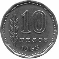 Аргентина 10 песо 1963 год