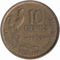 Франция 10 франков 1953 год