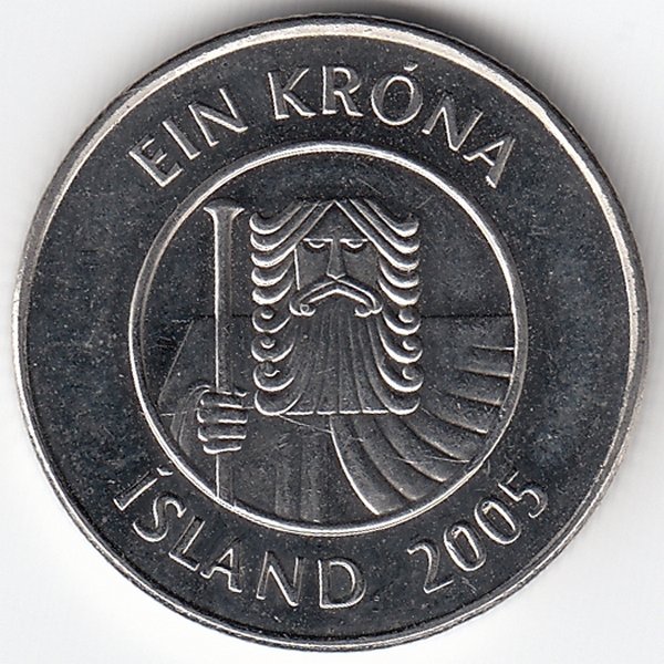 Исландия 1 крона 2005 год (UNC)