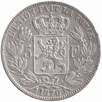 Бельгия  (Des Belges) 5 франков 1870 год