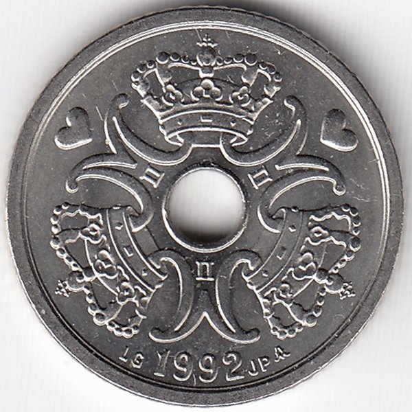Дания 1 крона 1992 год