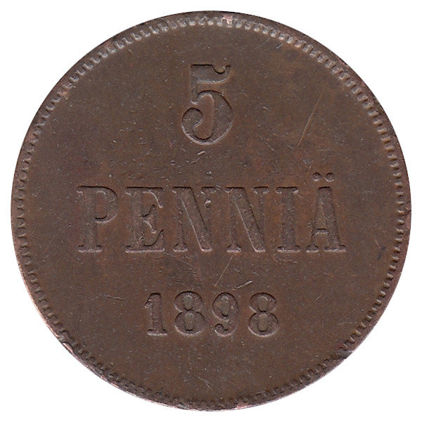 Финляндия (Великое княжество) 5 пенни 1898 год (F-FV)