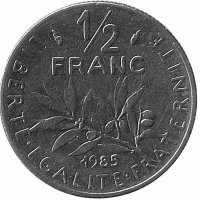 Франция 1/2 франка 1985 год