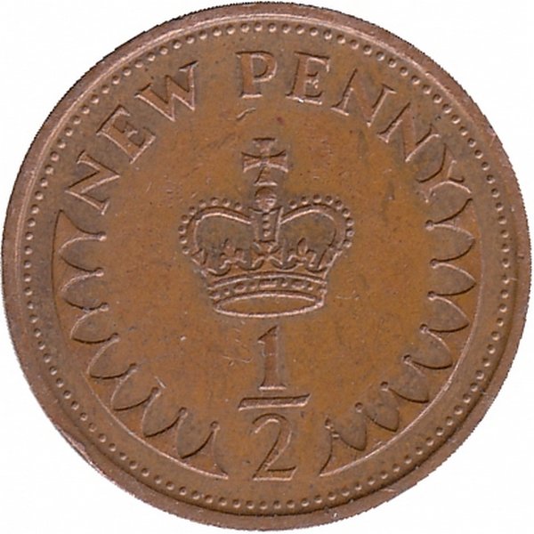Великобритания 1/2 нового пенни 1978 год