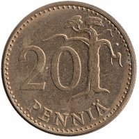 Финляндия 20 пенни 1987 год "M"