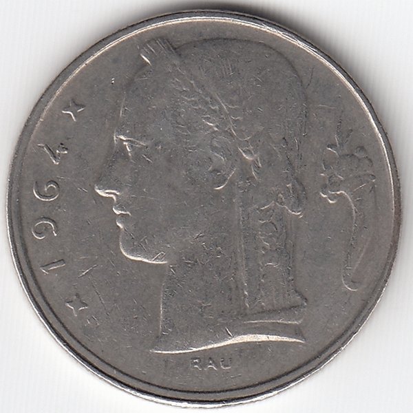 Бельгия (Belgique) 5 франков 1964 год