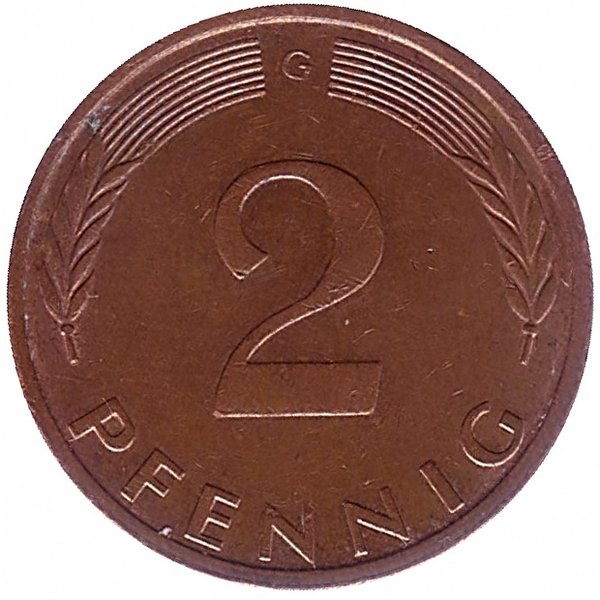 ФРГ 2 пфеннига 1975 год (G)