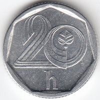 Чехия 20 геллеров 1993 год (отметка МД: «HM» – Гамбург, Германия)