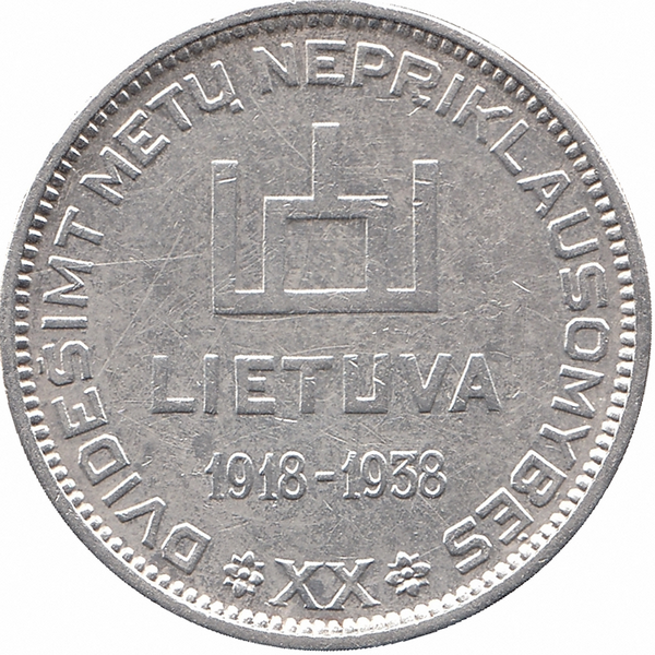 Литва 10 лит 1938 год (20 лет Республики)