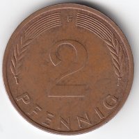 ФРГ 2 пфеннига 1975 год (F)