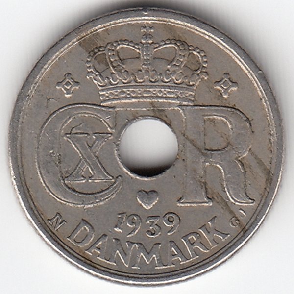 Дания 10 эре 1939 год