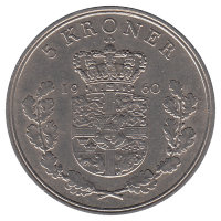 Дания 5 крон 1960 год