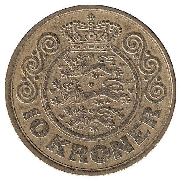 Дания 10 крон 1990 год