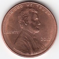 США 1 цент 2012 год (D)