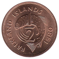 Фолклендские острова 1/2 пенни 1980 год