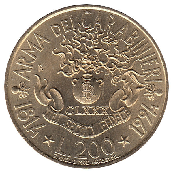 Италия 200 лир 1994 год