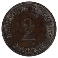 Германия 2 пфеннига 1875 год (А)
