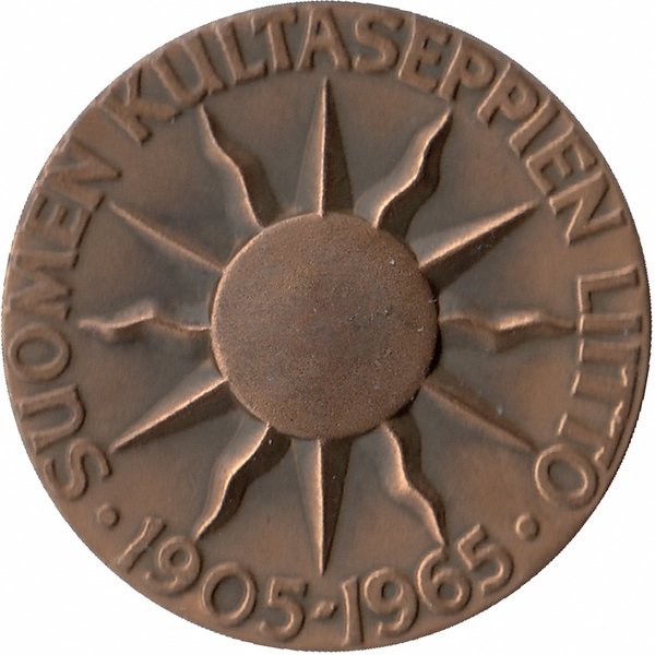 Финляндия настольная памятная медаль «Suomen Kultaseppien Liitto» 1965 год