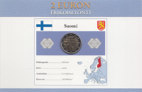 Финляндия 2 евро 2007 год (в открытке)