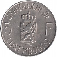 Люксембург 5 франков 1962 год