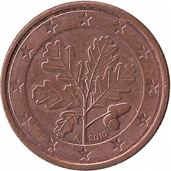 Германия 1 евроцент 2010 год (A)
